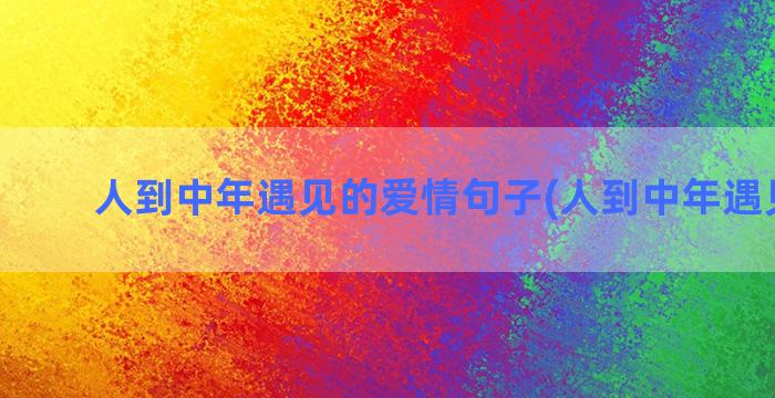 人到中年遇见的爱情句子(人到中年遇见爱情)