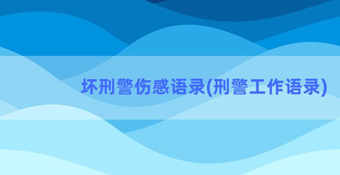 坏刑警伤感语录(刑警工作语录)